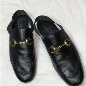 Gucci Leather Horsebit Slingback Slipper
